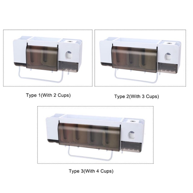 Porte-brosse à dents sans clou en fibre de bambou avec gobelet, couleurs assorties, aléatoires.