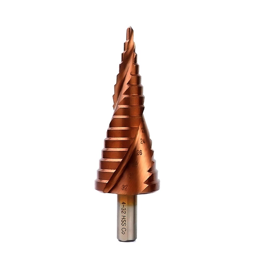 Mengshen Cobalt Step Drills 4-32mm spiralny rowek, HSS M35 cięcie powiększające płytę ze stali nierdzewnej do hartowania wiercenia płyt stalowych