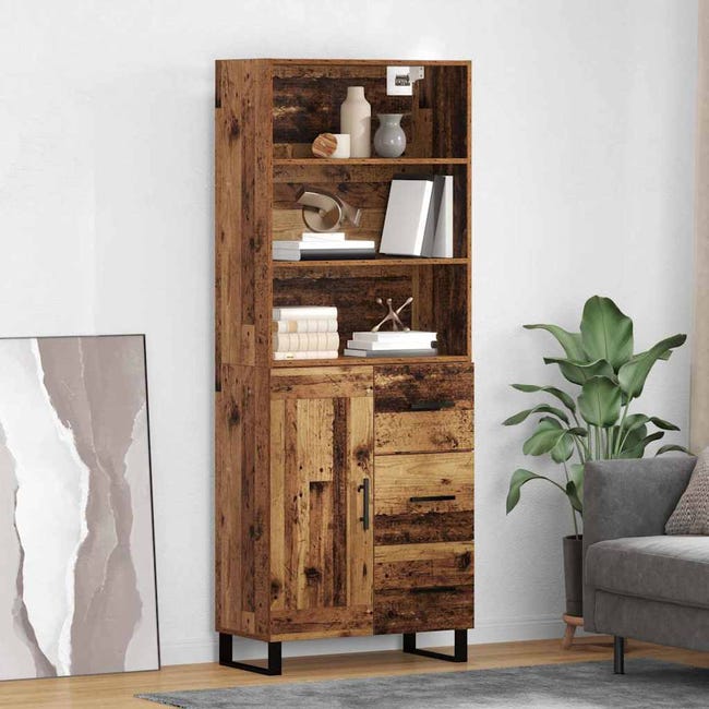 Haut Armoire avec tiroir 2 pcs Bois ancien Bois d'ingénierie | Leroy Merlin