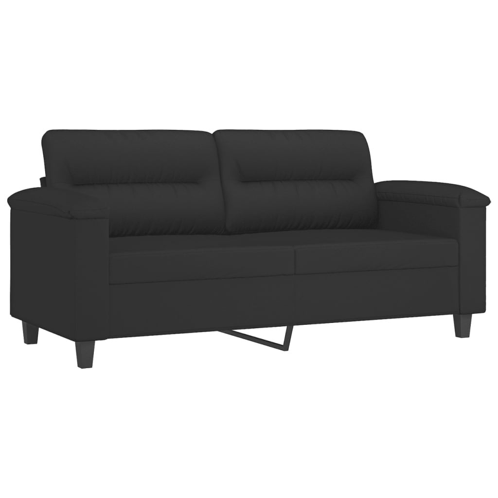 Sofá de 2 plazas | sofá de salón | sofá de descanso de tela de microfibra negro 140 cm cfw16374