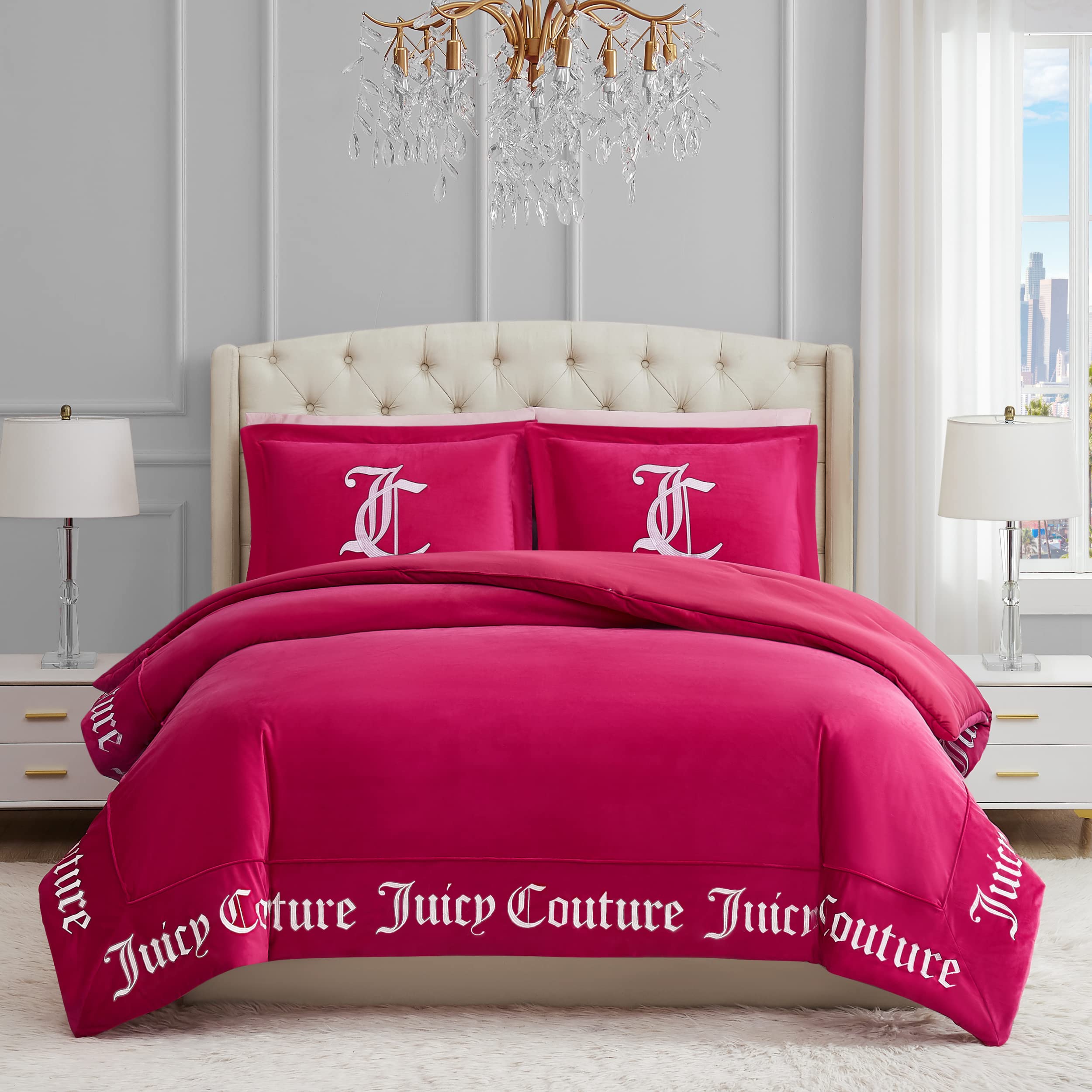 Luxudecor Burgundy Comforter Set Queen Size 7 Pieces, Stripe Bed in a Bag, Red