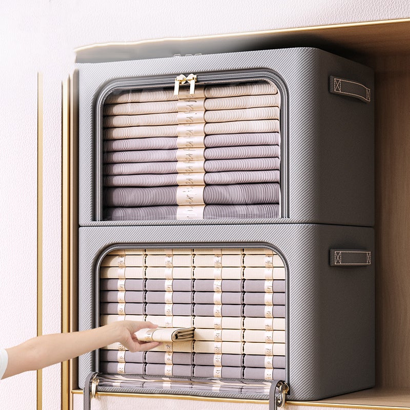 Caixa de armazenamento de roupa doméstica Cesta dobrável de guarda-roupa 24L 40 * 30 * 20 cm Cáqui - 7