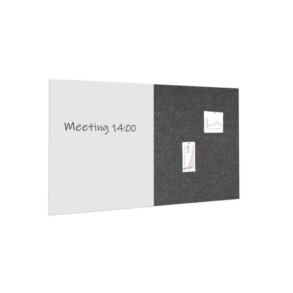 Paquete de pizarra / tablón de anuncios 100x200 cm - 1 pizarra + 1 panel acústico - antracita
