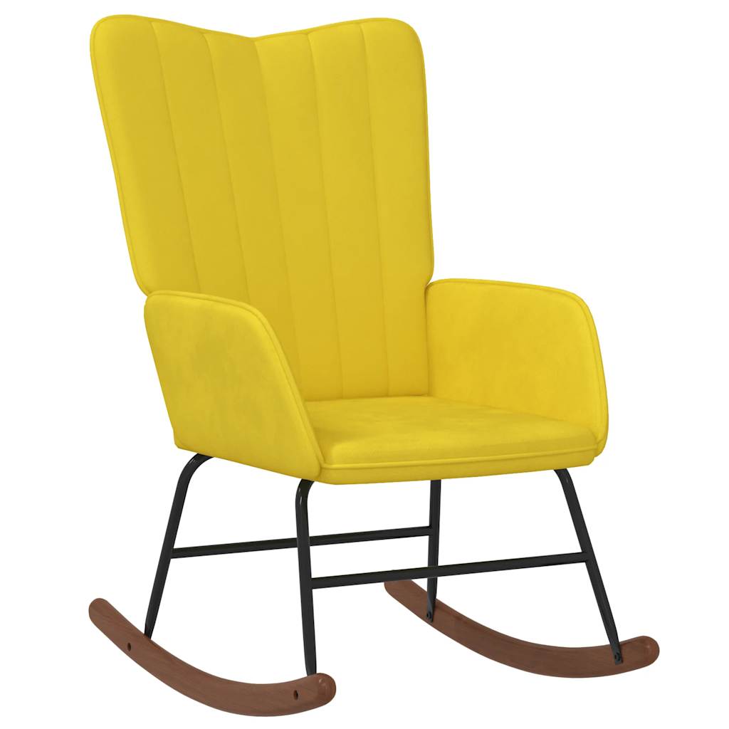 Maison Exclusive - Chaise à bascule Jaune moutarde Velours - 2