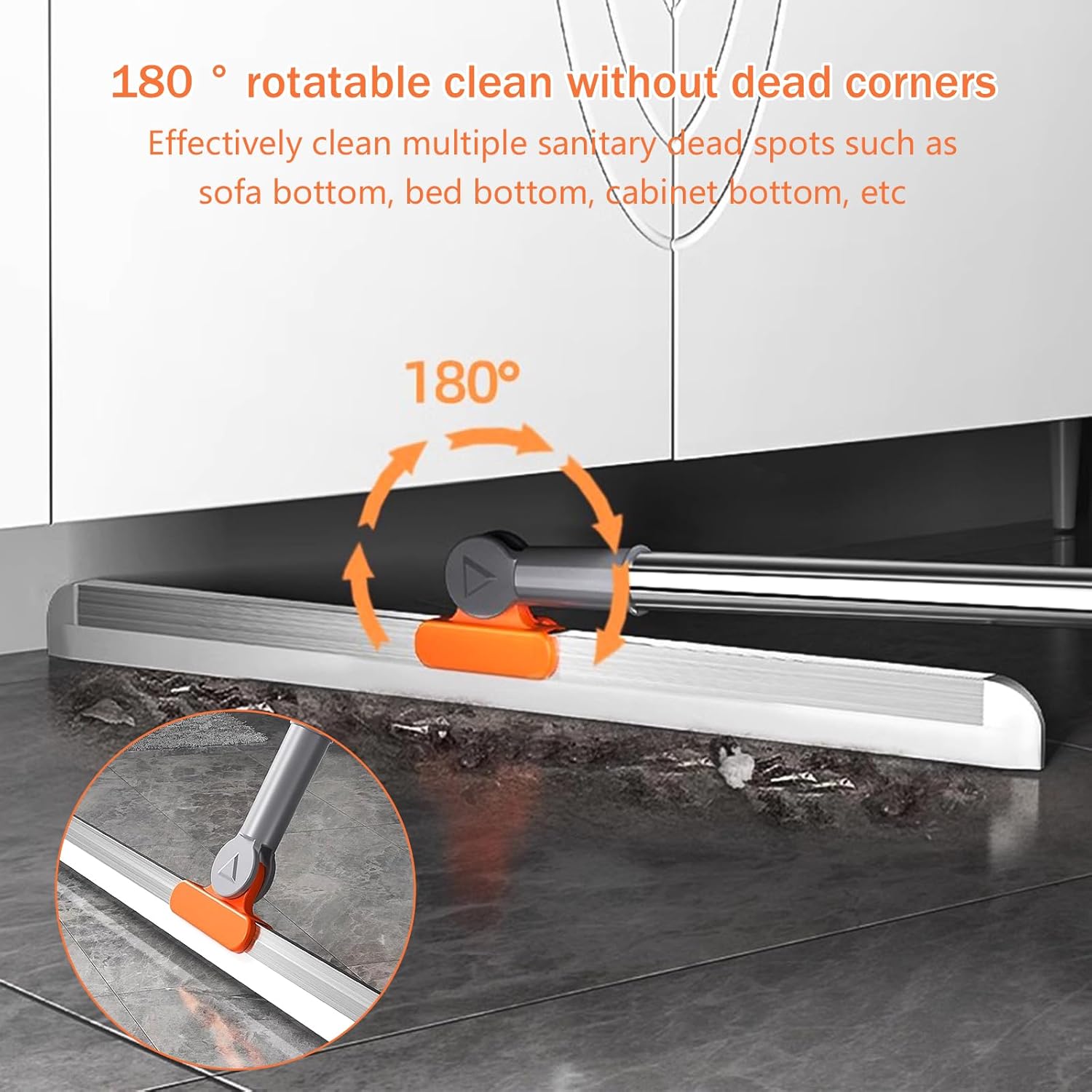 Raclette Sol avec Long Manche Réglable 110cm, Laveur de Sol à Raclette Rotatif à 180°pour Nettoyage de Garage, Douche, Salle de Bain, Cuisine - 5
