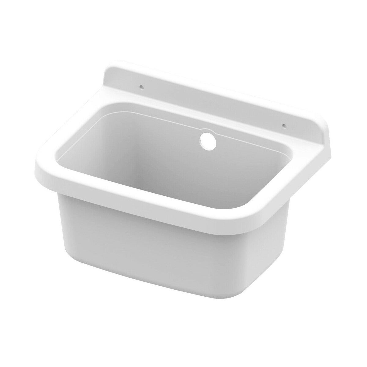 Vasca In Resina PP 40x40x19cm - Con Sifone, Fissaggio A Parete, Resistente Agli Acidi, Per Lavanderia O Esterno