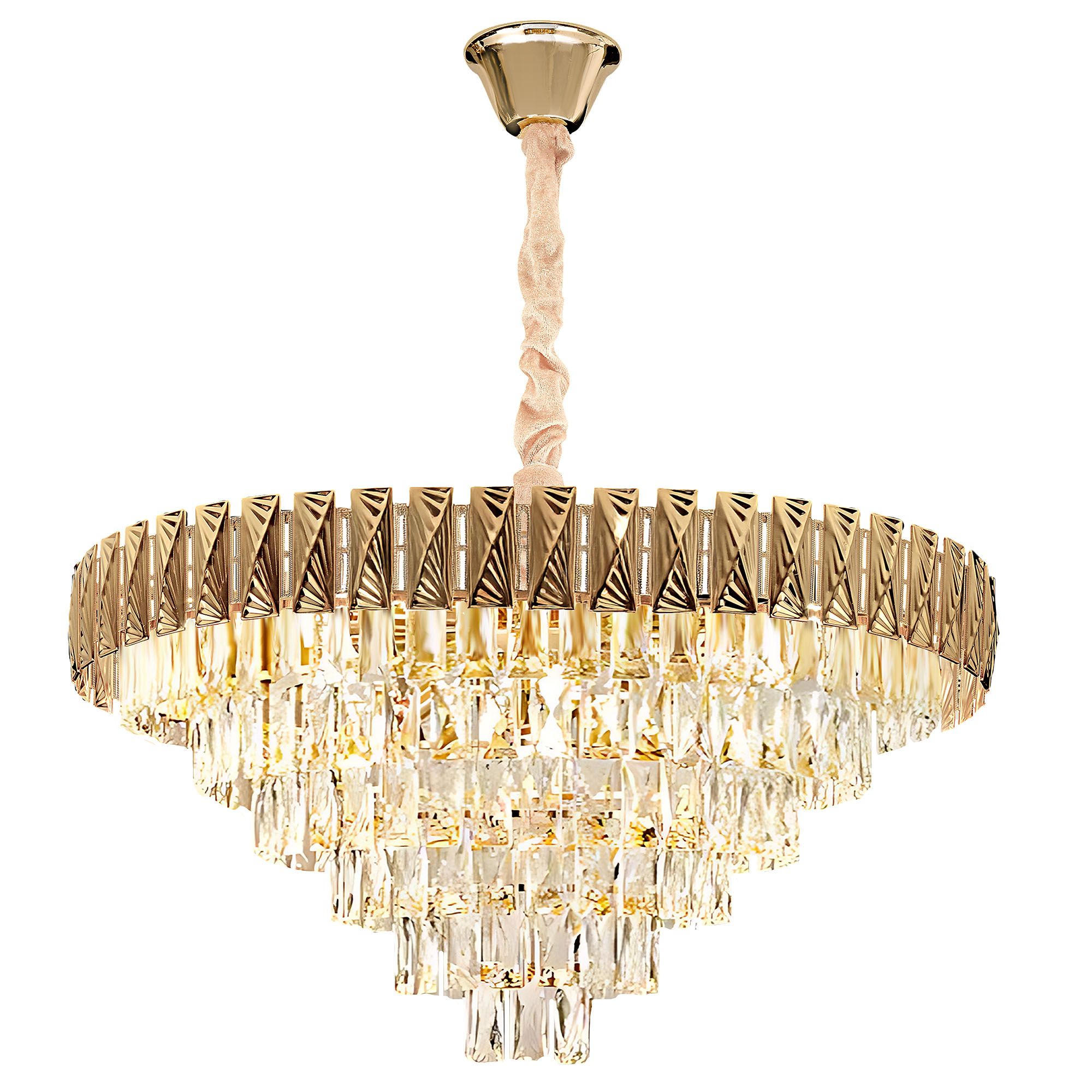 Lampa Sufitowa Wisząca Kryształowa Toolight G061-Cp Złoty 80Cm