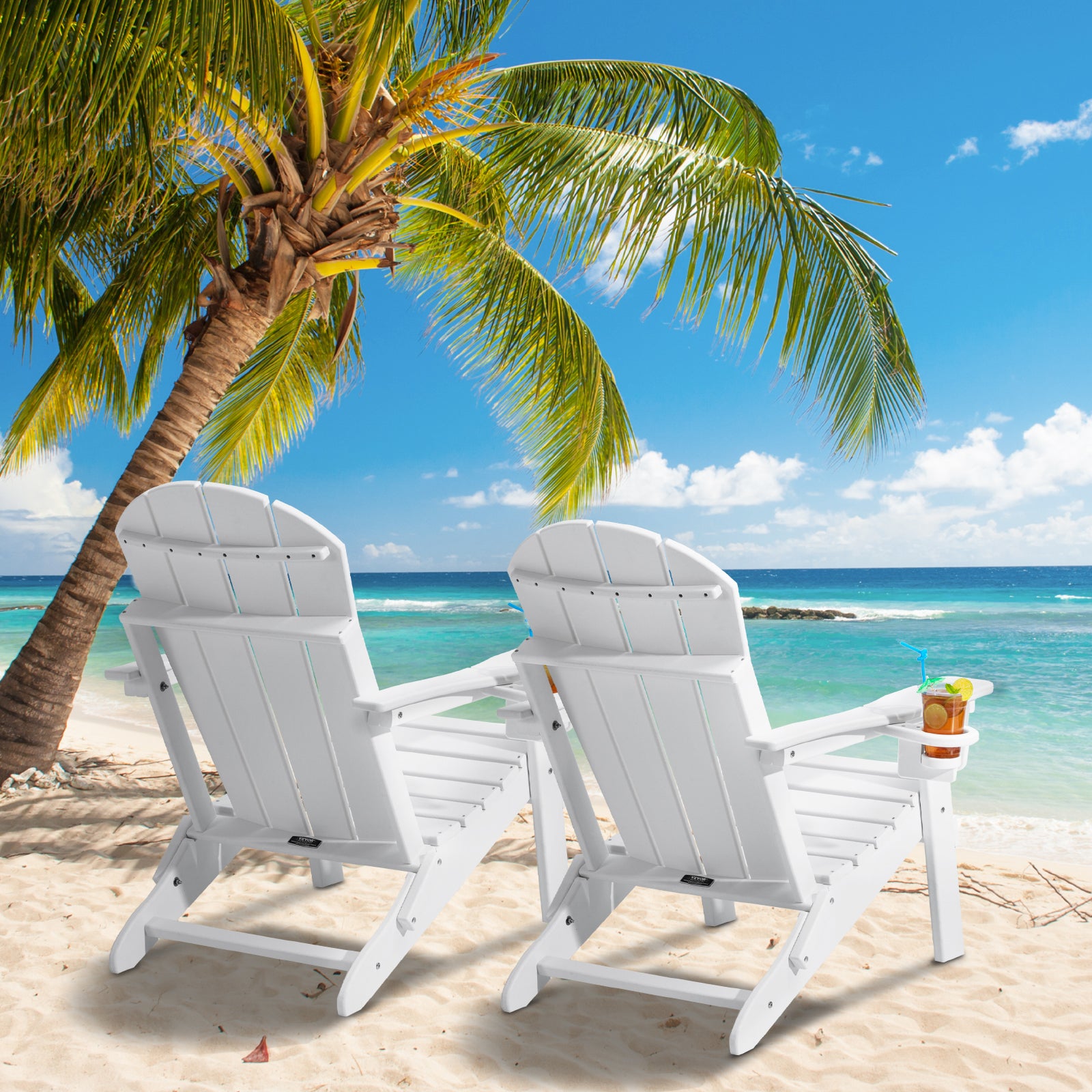 Sedie Adirondack Set di VEVOR 2 Sedie da Giardino per Tutte Stagioni Bianco - 8