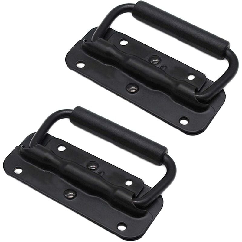 2 x uchwyty do skrzynek narzędziowych ze stali nierdzewnej, składany uchwyt sprężynowy, uchwyt do ciągnięcia 100 mm