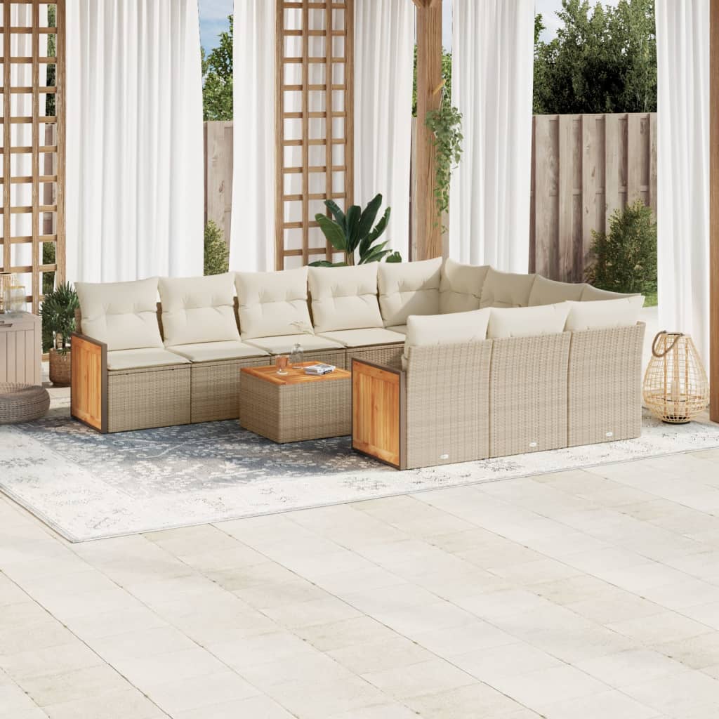 Salon bas de jardin en Rattan synthétique Beige 10 personnes | Leroy Merlin