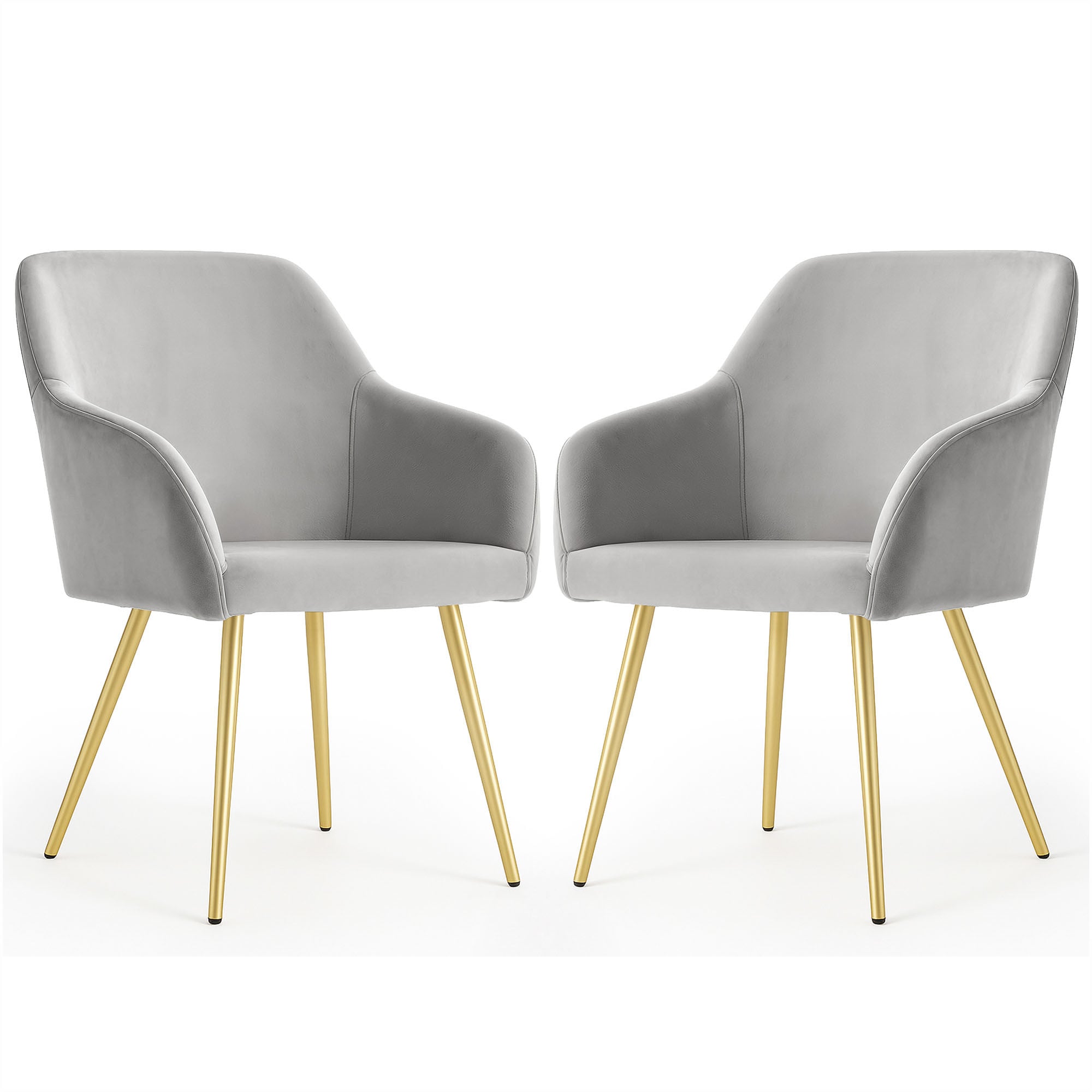 2x Welurowe krzesło tapicerowane gładkie Szare ESTELLE Złote nogi