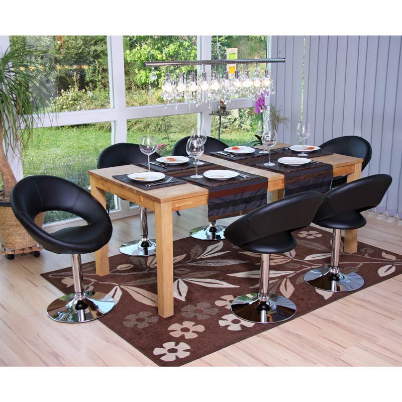 Set 6x sedie Palermo design sala pranzo girevole lounge elegante ecopelle 50x60x82cm nero - 2