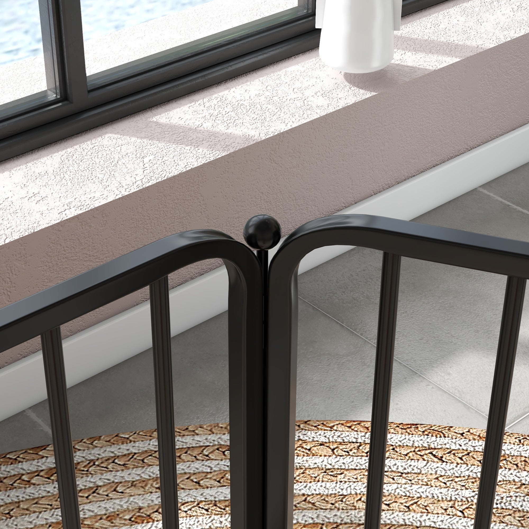 PawHut Recinto per Cani a 6 Pannelli Modulabili da Interno ed Esterno, in Acciaio con 7 Picchetti, 164x83x80 cm, Nero - 6