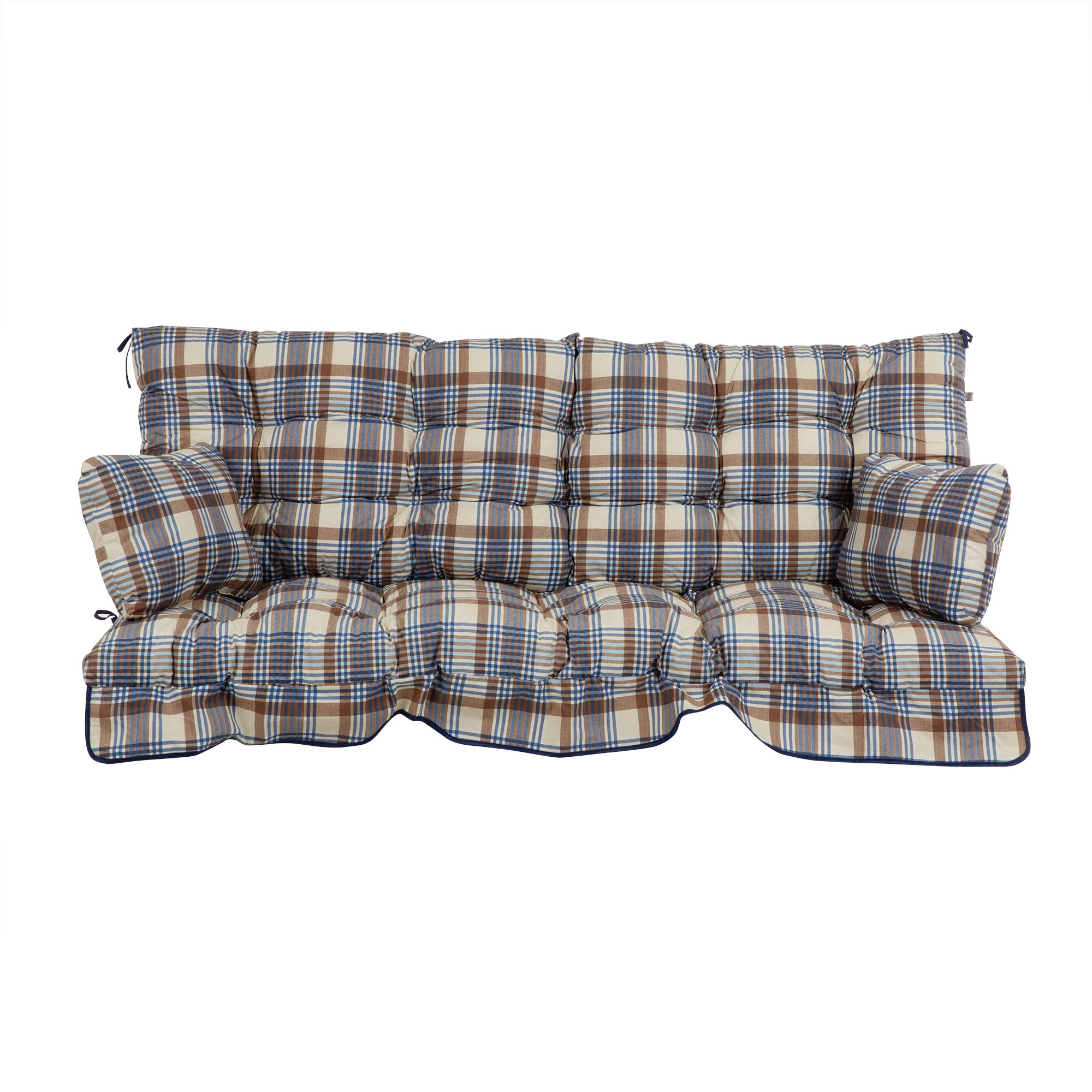 Poduszki na huśtawkę 170 cm Ravenna kratka brązowo-niebieska Patio