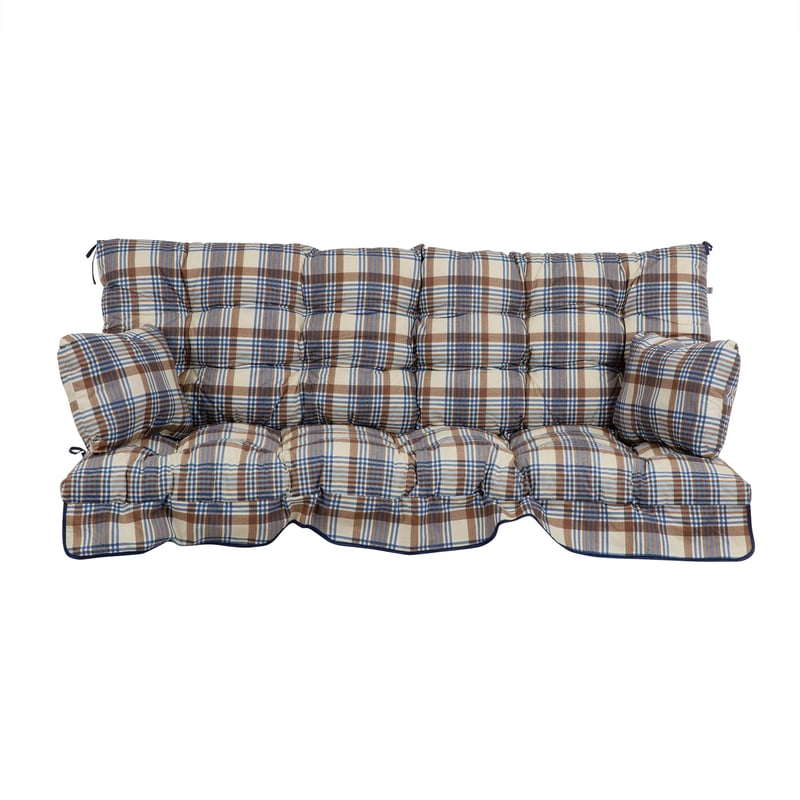 Poduszki na huśtawkę 170 cm Ravenna kratka brązowo-niebieska Patio