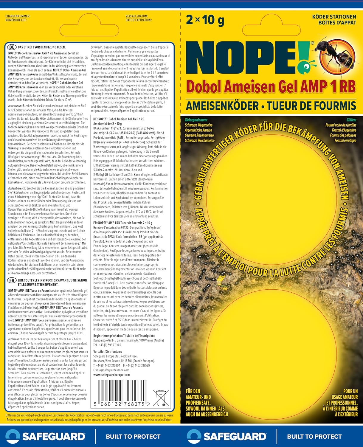 Scatole esca formiche NOPE! - 4 x 10 g - uso interno / esterno - gel a bassa tossicità - elimina il formicaio - 8