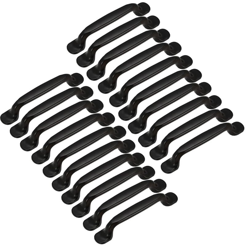 20 szt. uchwytów do drzwi kuchennych, szuflady do szafki, meble do sypialni, rozstaw 128 mm, czarne aluminium