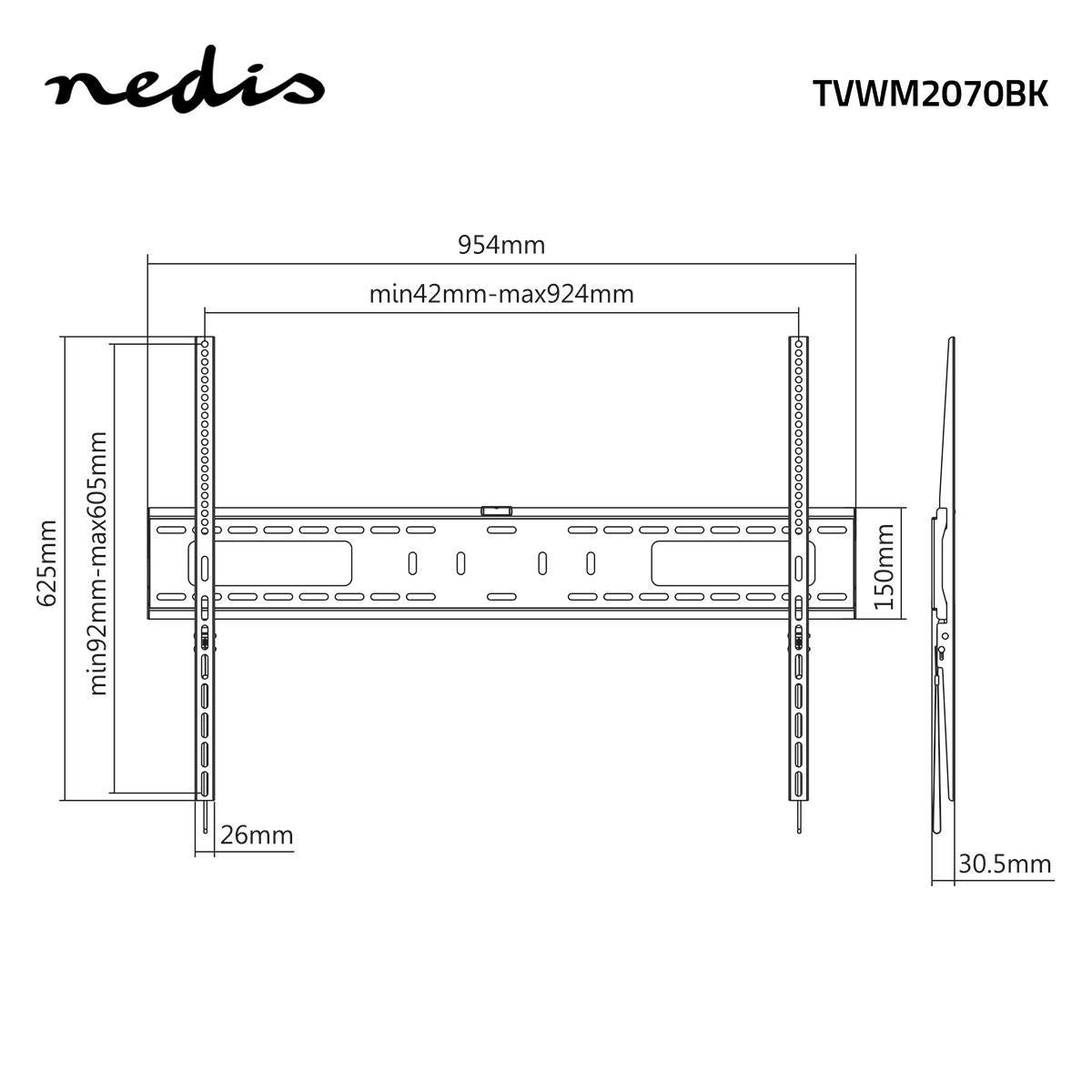Nedis Support TV mural fixe - TVWM2070BK - Noir - 3