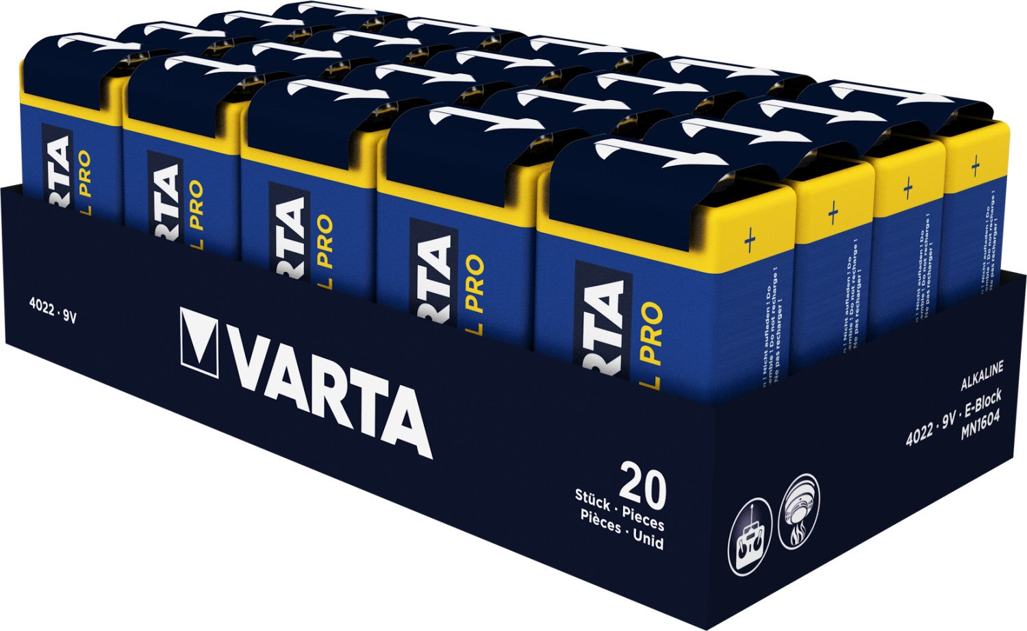 Pack de 20 Piles 6LR61 9V VARTA Industrial Pro - 2