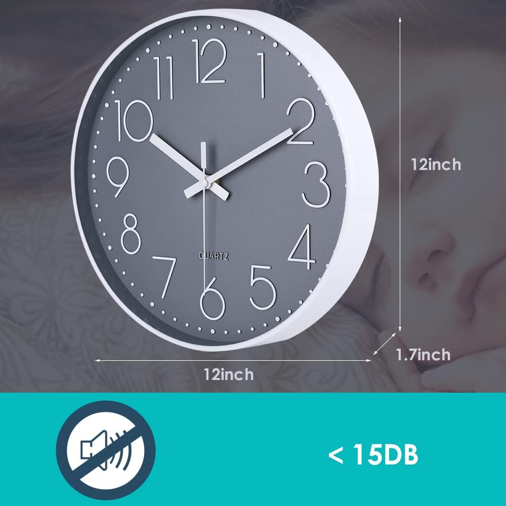 Horloge Murale Silencieuse 30 Cm – Design Moderne Chiffres Ajourés – Mouvement à Quartz – Alimentation 1 Pile AA – Pour Salon, Bureau, Chambre