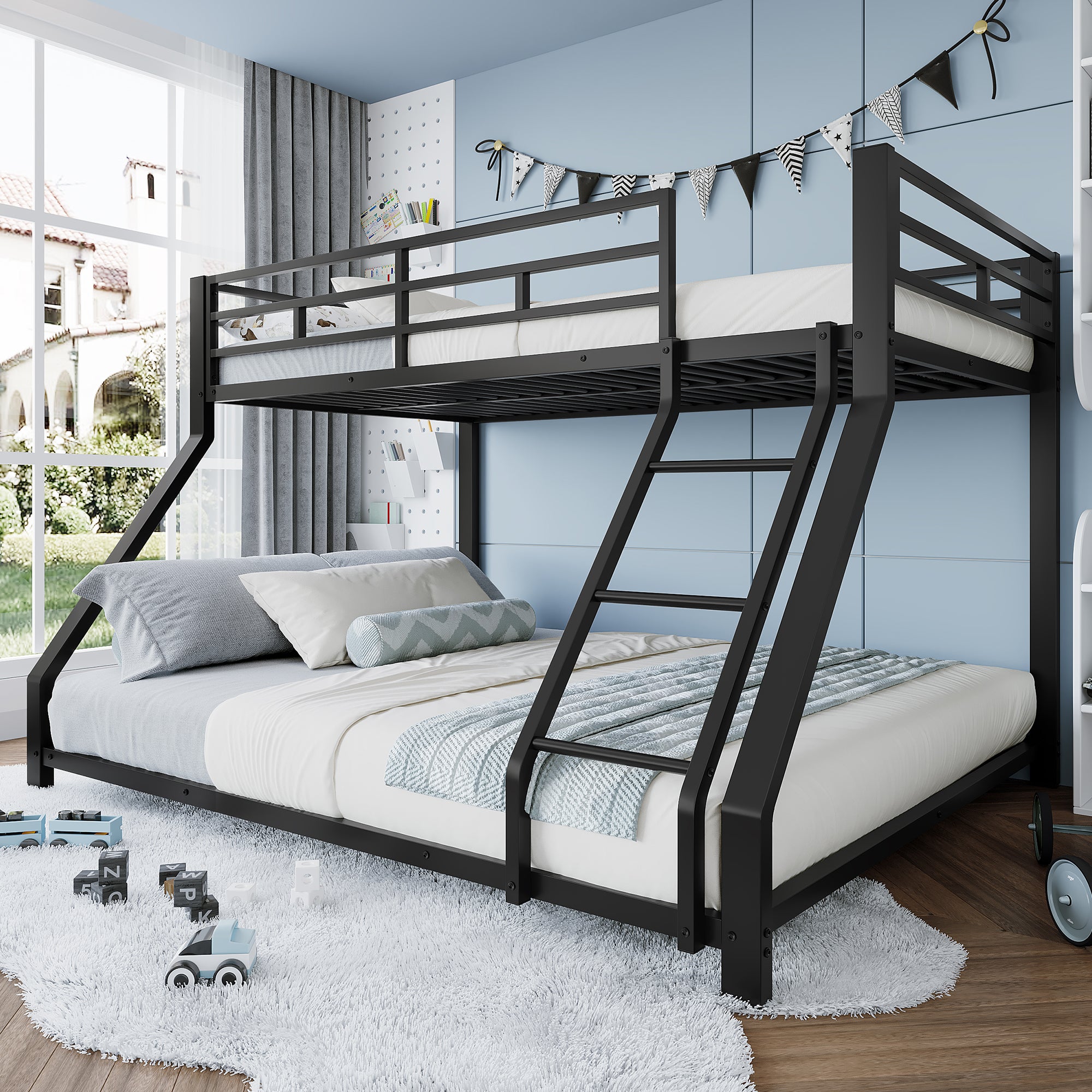 Lit superposé sans matelas noir métal 90x200 cm - Lit Superposé - Lit