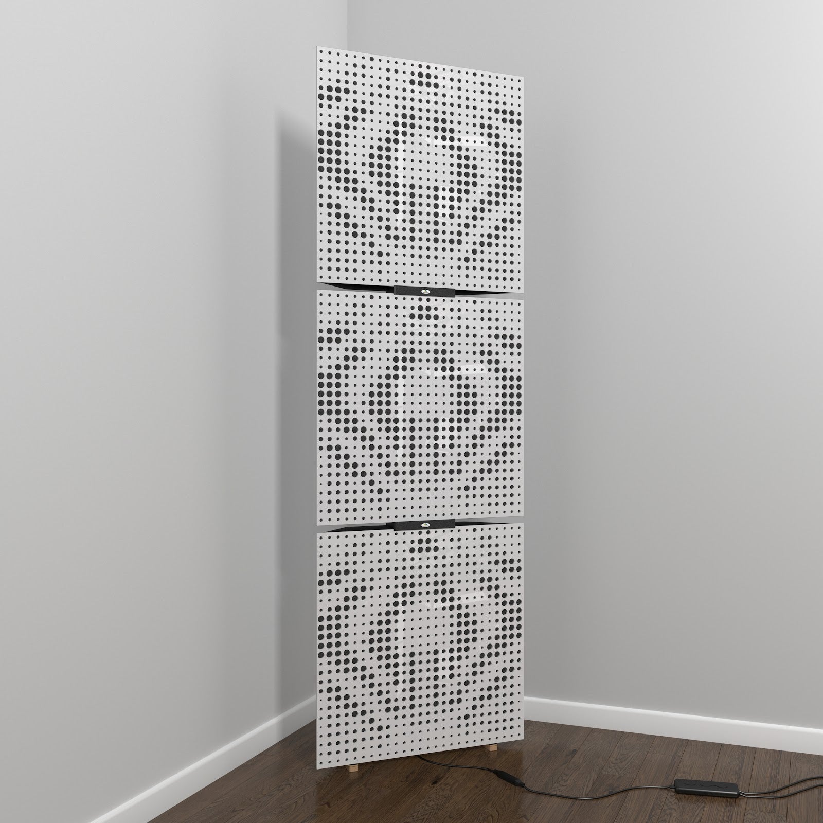 Lot de 3 Pièges à basses UNIVERSE avec support de sol et rétroéclairage LED 150x50x10 cm -Plastique perforé et mousse acoustique -Blanc brilliant - 2