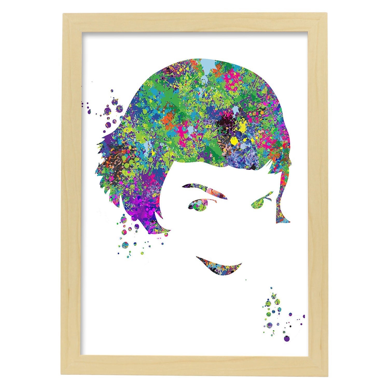 Poster de amelie estilo acuarela. láminas de cine, peliculas, y actores. posters de peliculas antiguas con estilo acuarela. marco madera clara - a3