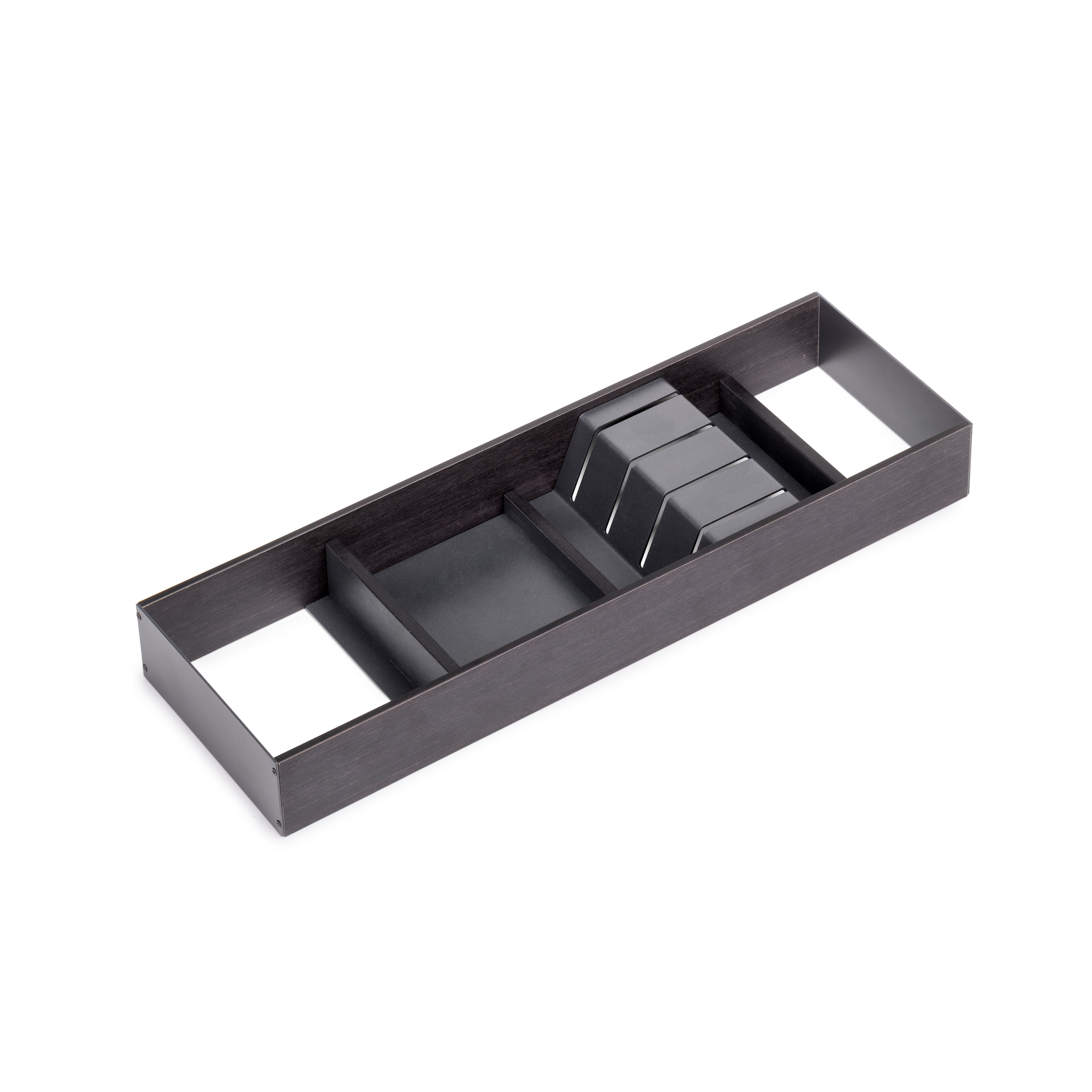 Emuca Uchwyt na noże Orderbox, 150x470 mm, Stal i Drewno, Szary antracytowy