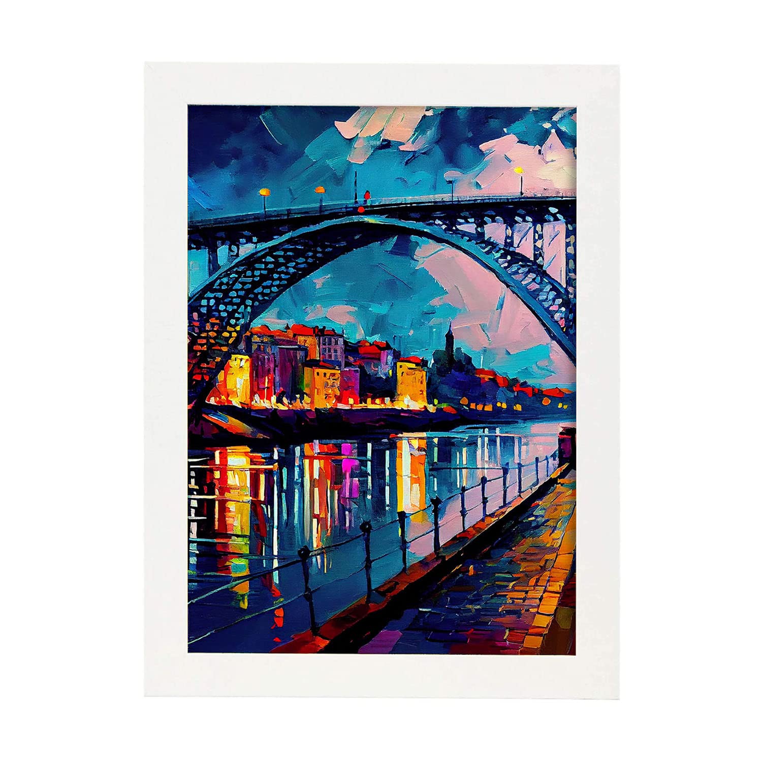 Nacnic poster de puente don luís en estilo pintura al óleo ilustraciones de monumentos en estilo fotográfico a todo color diseño y a3 marcos blanco