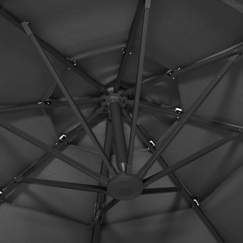 Parasol à 4 niveaux avec mât en aluminium Anthracite 3x3 m - 2