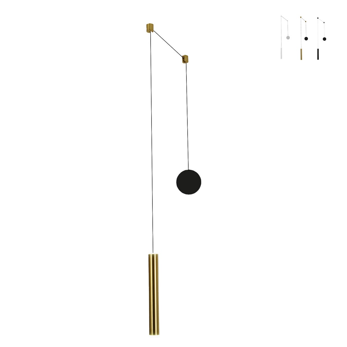 Lampa wisząca Prado Brass Decentralized - Fabas Luce - 6,5 W, ściemnialna dioda LED - montaż zdecentralizowany