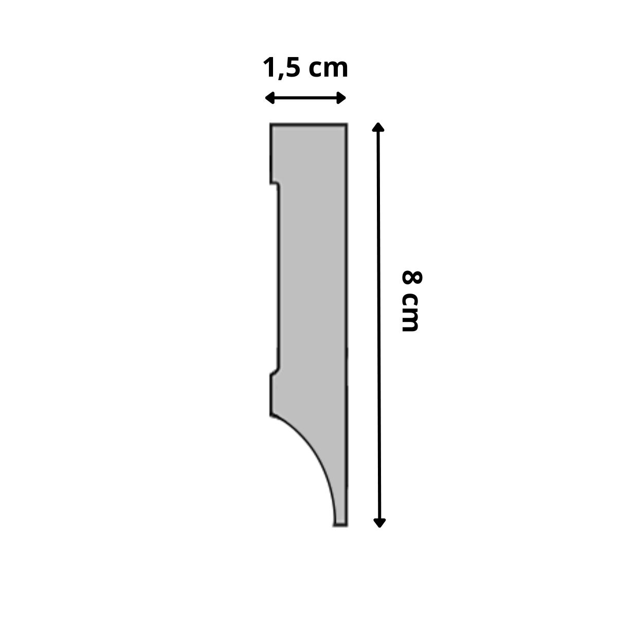 Lot de 10 Plinthes Polymère avec Bord Arrondi 3mm, L.240 cm x P.8 cm, Ep.15 mm - 2