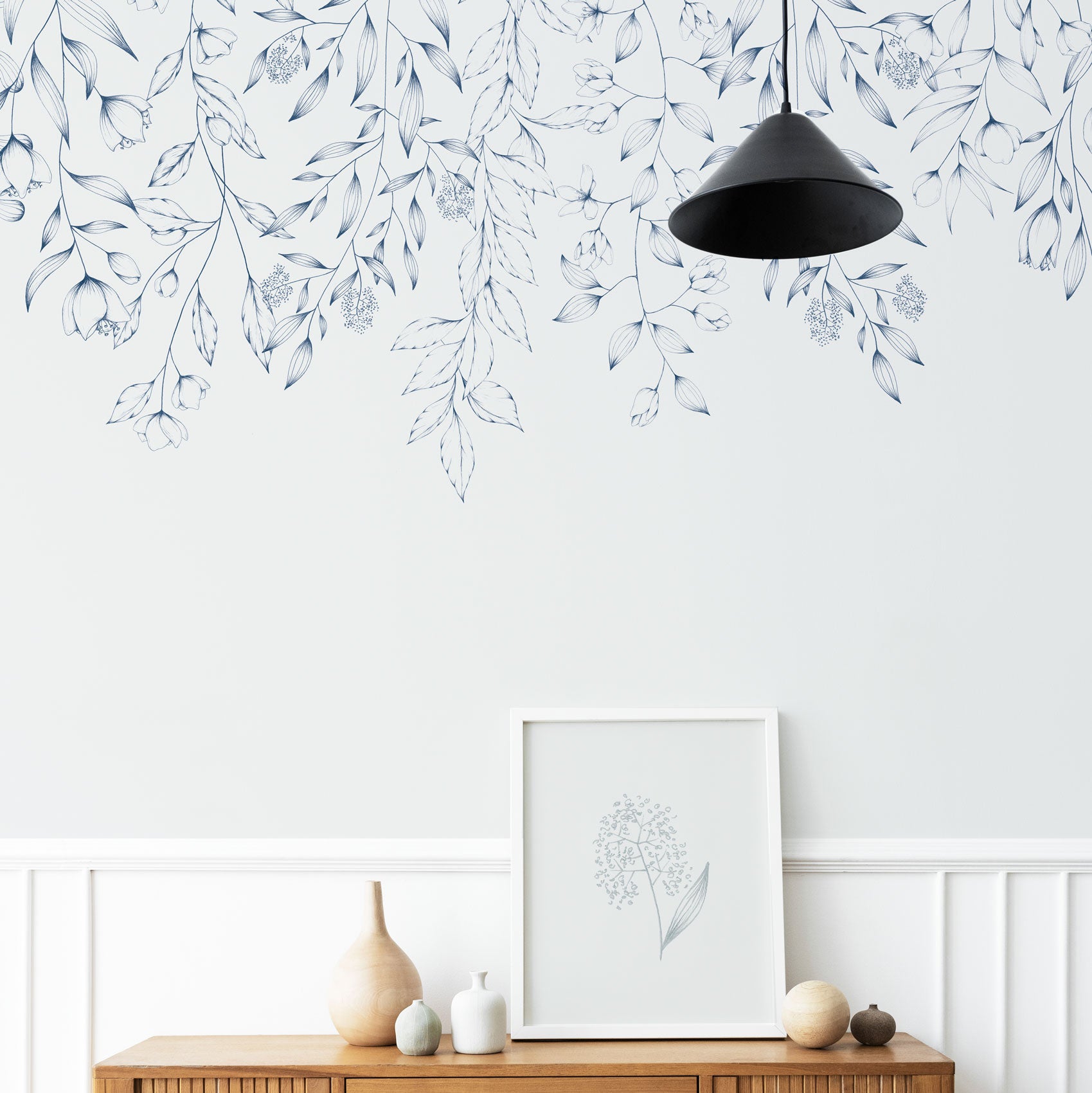 Papier peint panoramique Florale, Bleu 150 x 250cm | Leroy Merlin