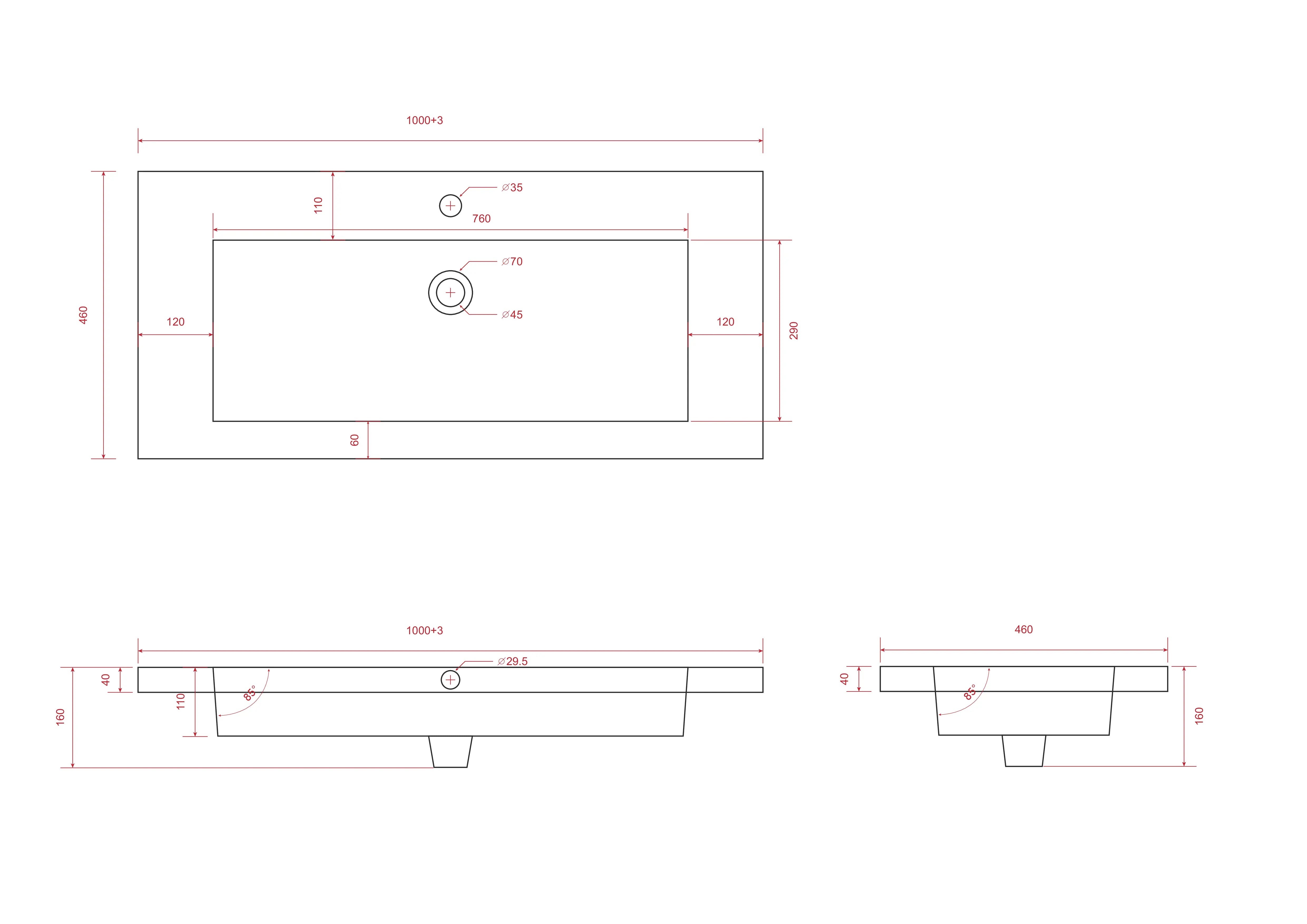 Meuble de salle de bain Sena - 100 cm - Chêne clair - Vasque noire - 8