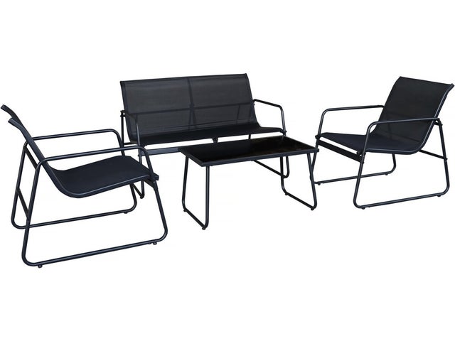 Salon bas de jardin en Métal Gris 4 personnes