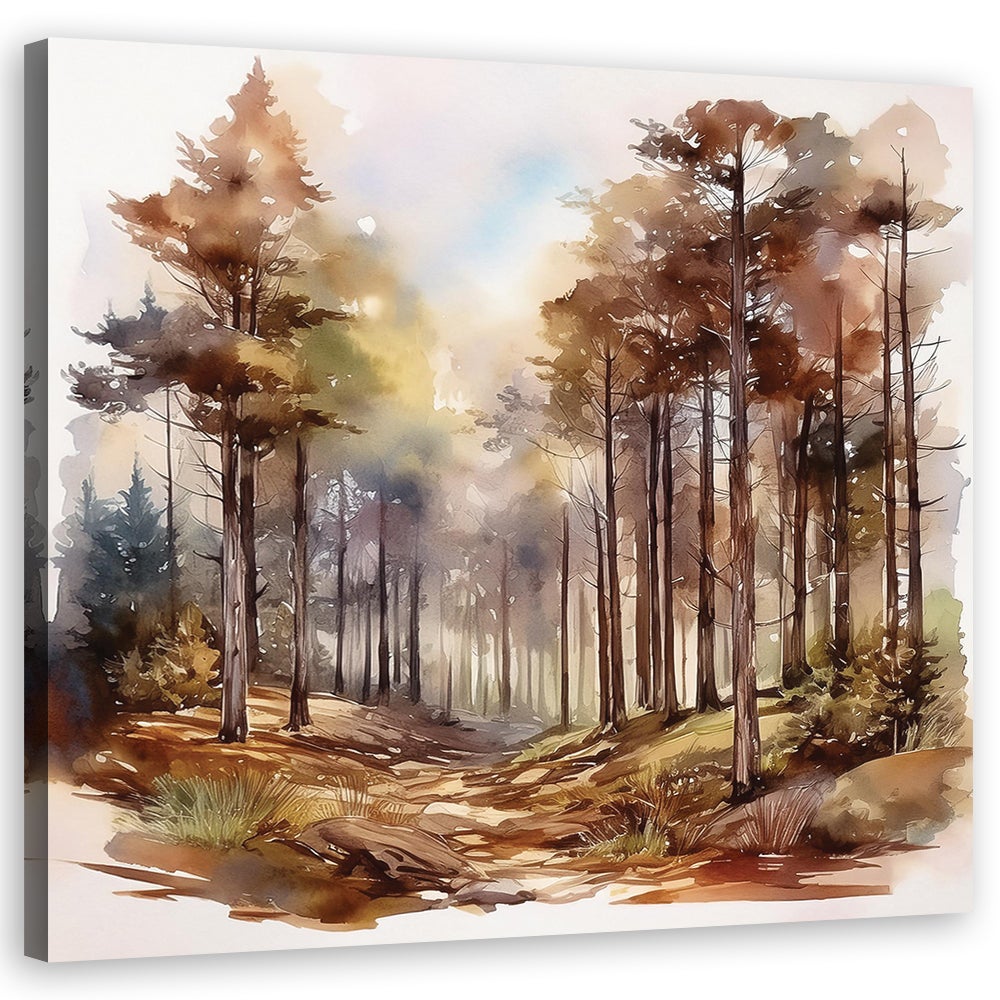 Obraz na płótnie, Drzewa Jesień Akwarela 50x50