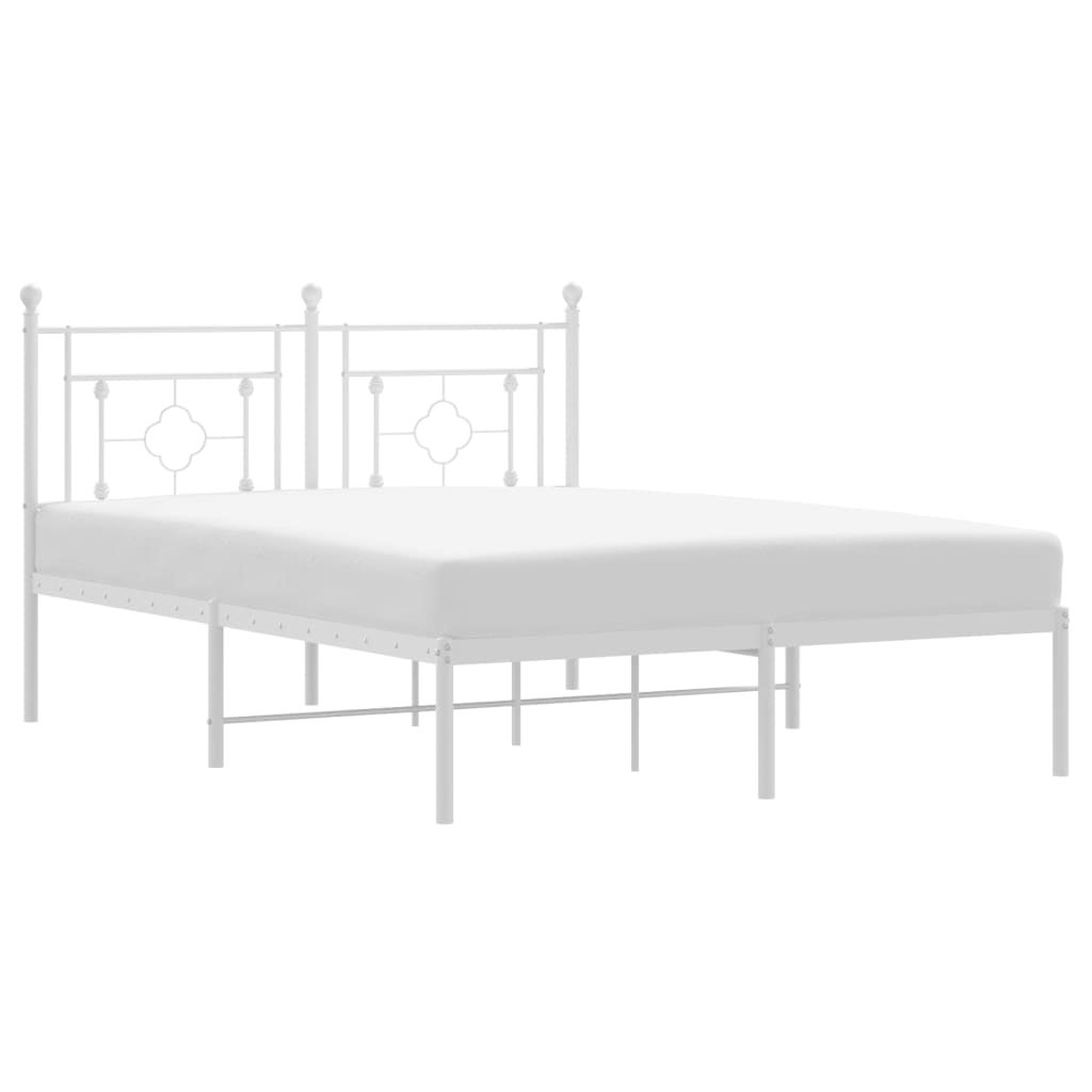Łóżko Metalowe Białe Rama Łóżko Ze Stelażem Do Sypialni Pokoju 140x190 cm