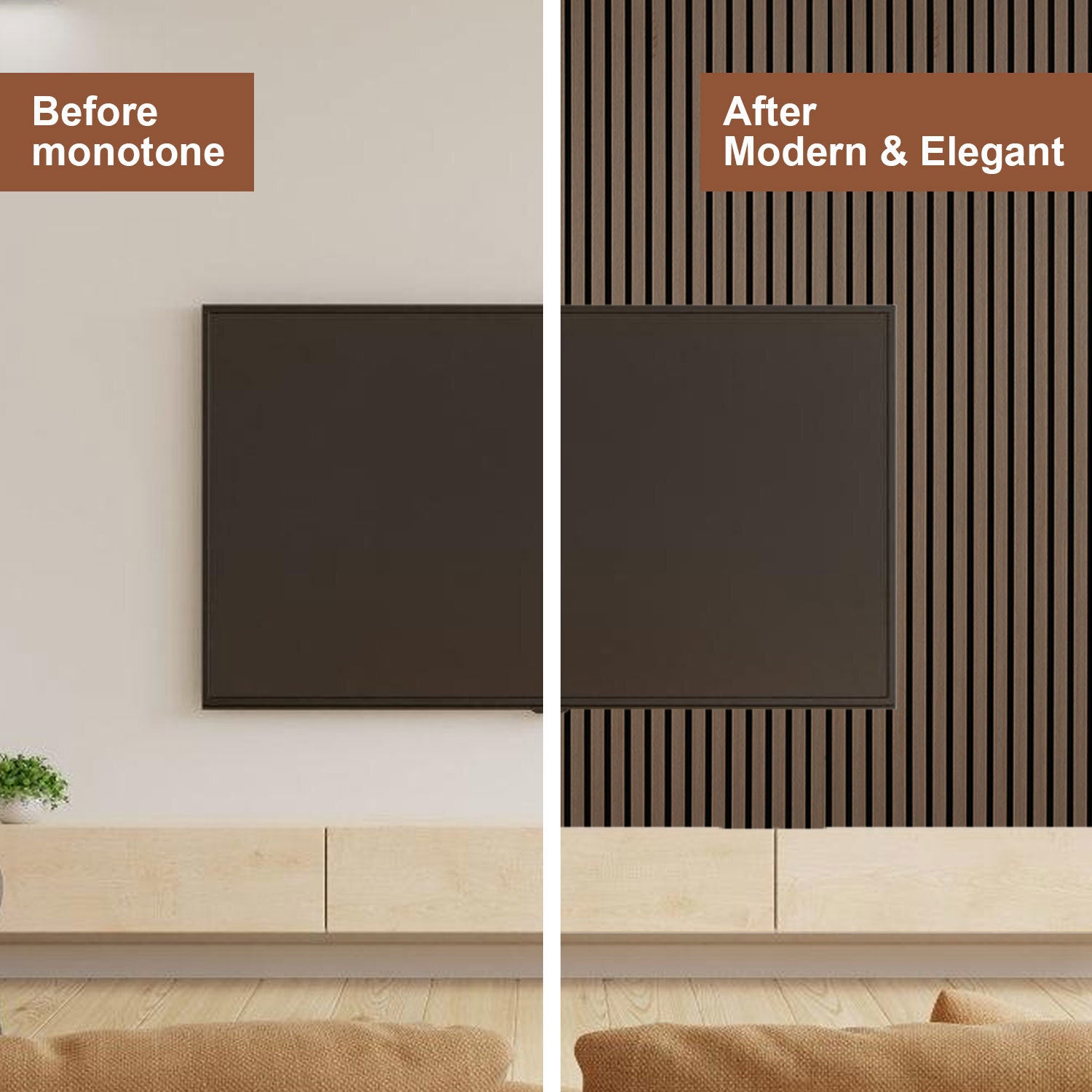 Paneles acústicos para pared 2x panel MDF con listones acústicos chapados en madera auténtica 120x60x2.1cm nogal - 4