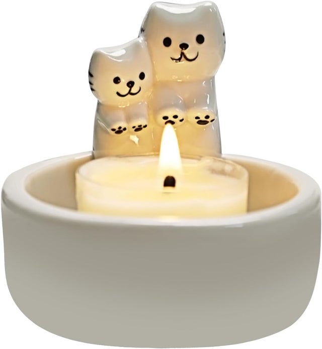 Bougeoir Chat Mignon - Adorable bougeoir avec des pattes de chaton - Décoration intérieure - Bougies non incluses