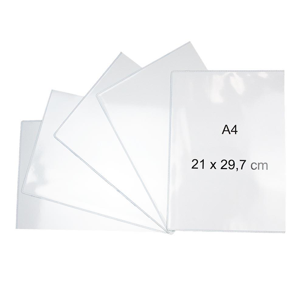 LOT DE 5 Pochettes A4 En Plastique Transparent Avec Bouton