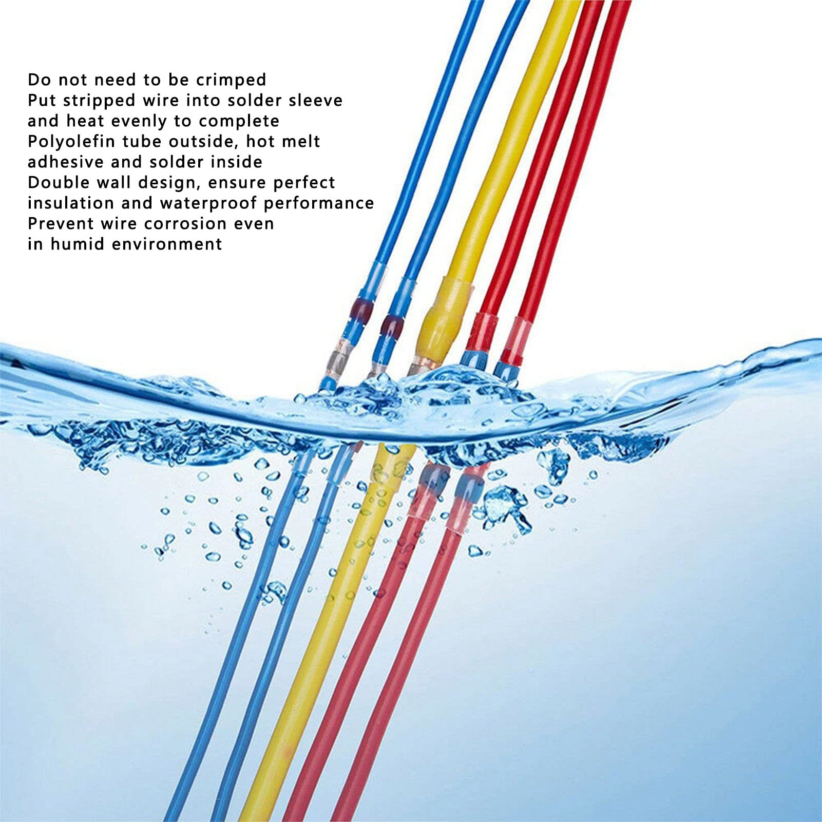 200 pezzi connettori per cavi saldati termorestringenti giunto di testa impermeabile isolato rapporto 2:1 - 5