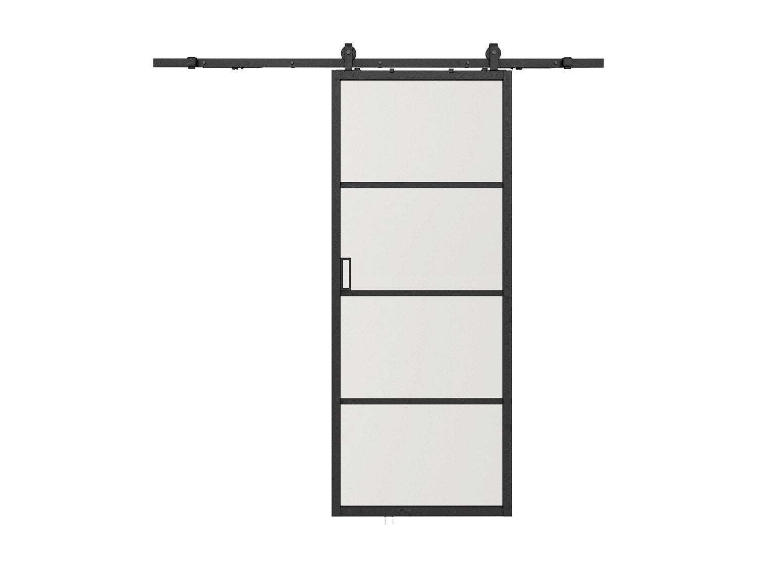Drzwi przesuwne naścienne - aluminium i matowe szkło hartowane - wys. 205 x szer. 63 cm - SINCA II