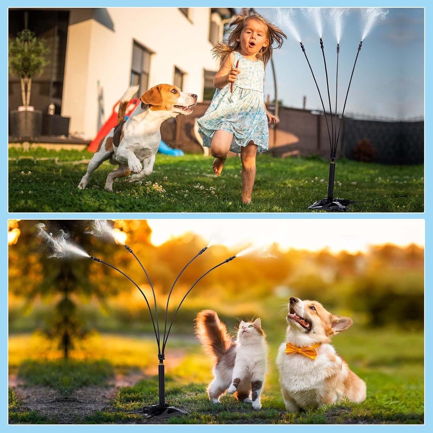 Système de brumisation sur pied 109 cm – Tuyau flexible avec 4 buses, rafraîchisseur pour terrasse, jardin ou animaux - 8