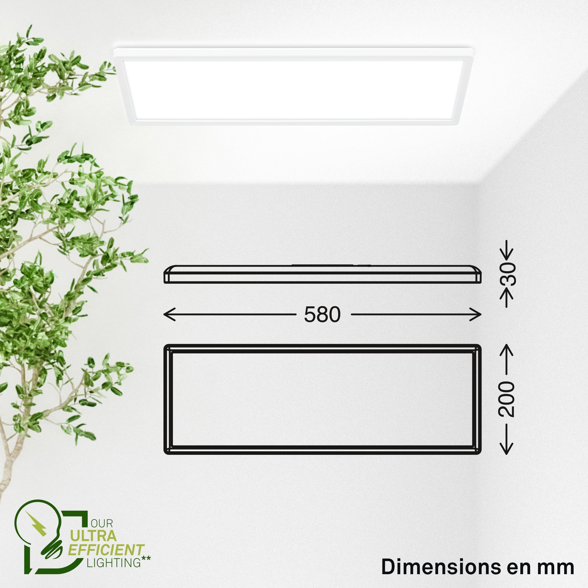 Panneau LED ultrafin - Classe d'efficacité énergétique A - avec rétroéclairage - IP20 - 4.000K - 14W 3.000lm - blanc - Briloner - 9