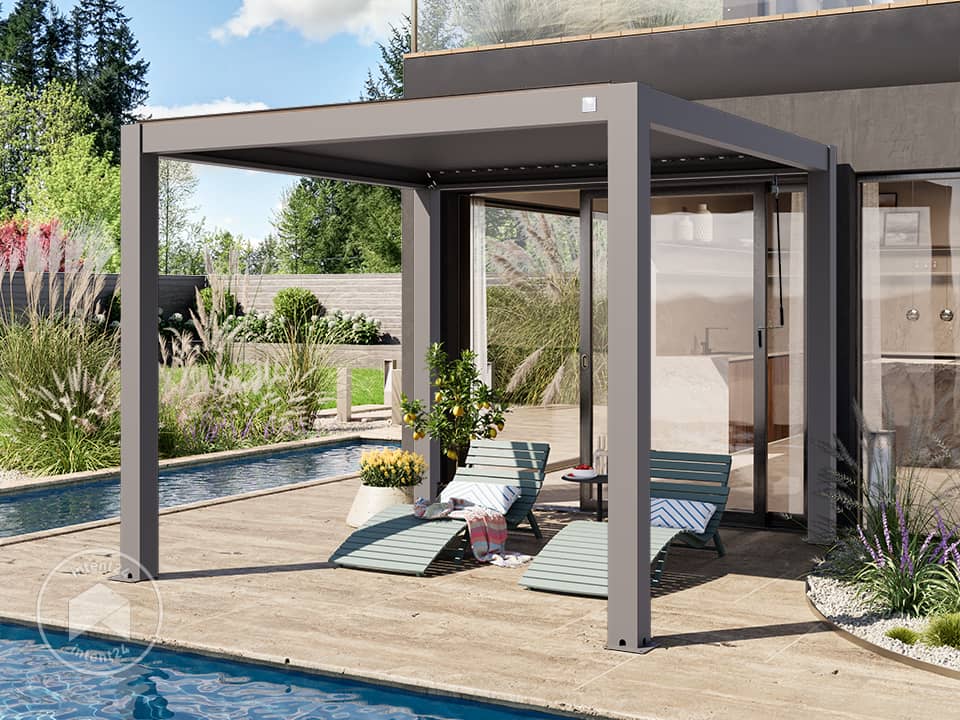 PRIMEYARD Pergola 3x3 M Poteaux En Aluminium Avec Lames Orientables En primeyard-pergola-3x3-m-poteaux-en-aluminium-avec-lames-orientables-en