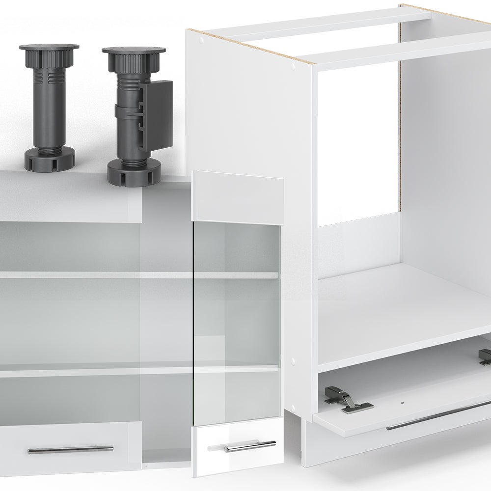 Vicco Cuisine en angle Fame-Line, Blanc Haute brillance/Blanc, 190 x 160 cm, PT Chêne - 8