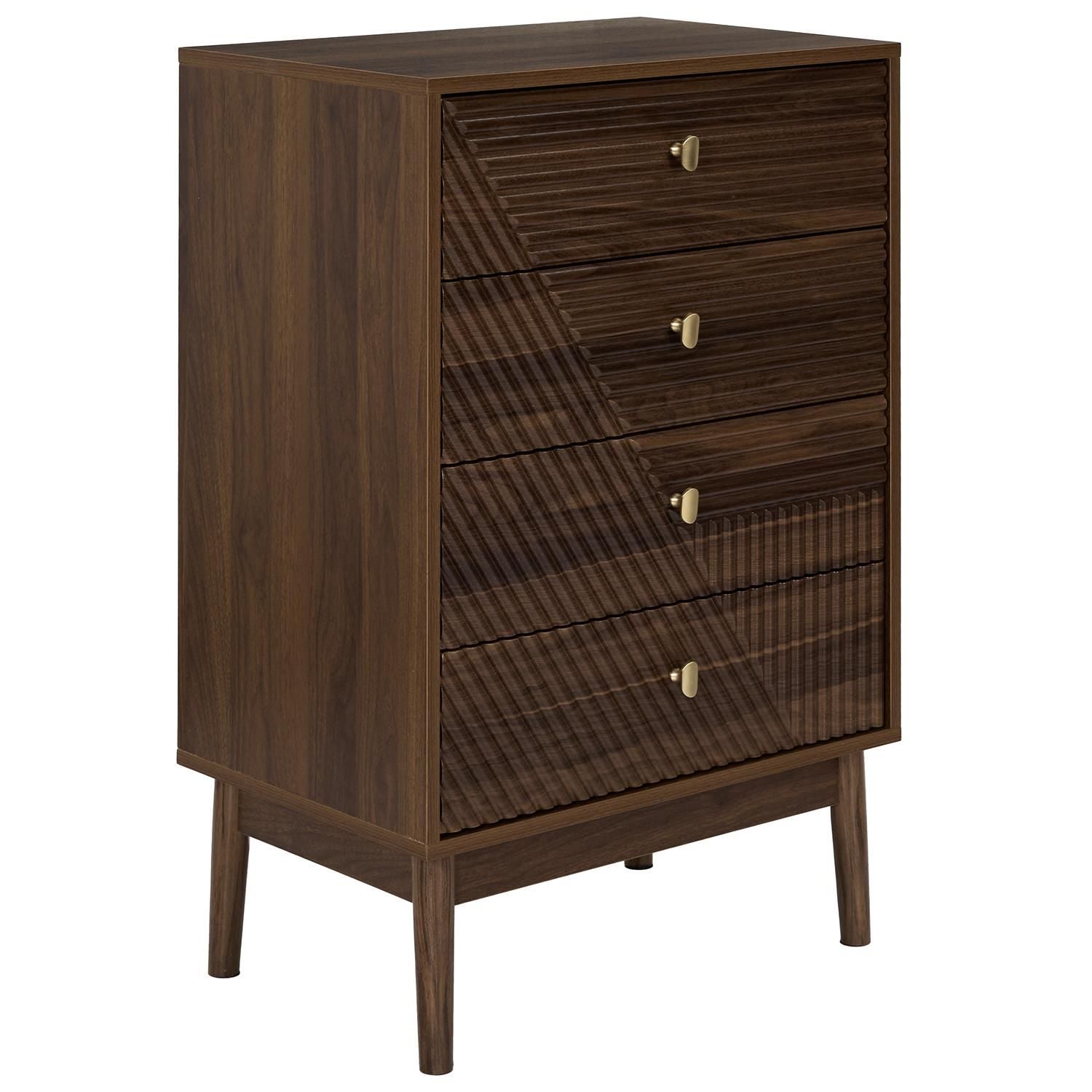 Commode 4 tiroirs effet noyer TIFFANY - Marron | Leroy Merlin
