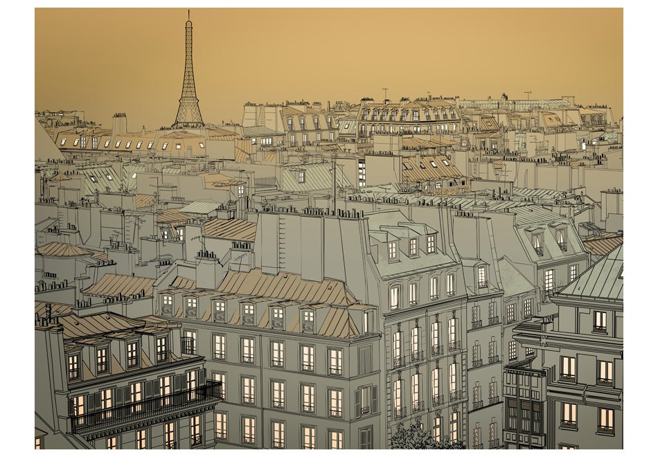 Papier peint intissé panoramique Ville et Architecture Bonne nuit Paris ! 350x270 cm - 2