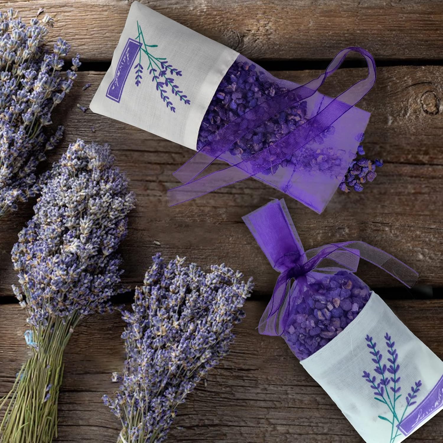 Sachets de Lavande Parfumée - 20 Sacs en Coton-Ramie avec Cordon pour Mariage, Faveurs de Bébé et Plus Encore，15*7.2cm - 4