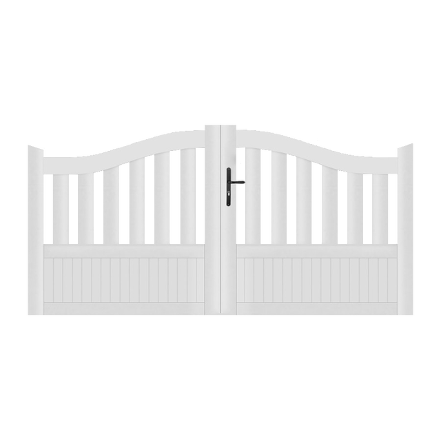 Portail battant manuel PVC blanc structure renforcée H 146 x L 350 cm BREST galbé